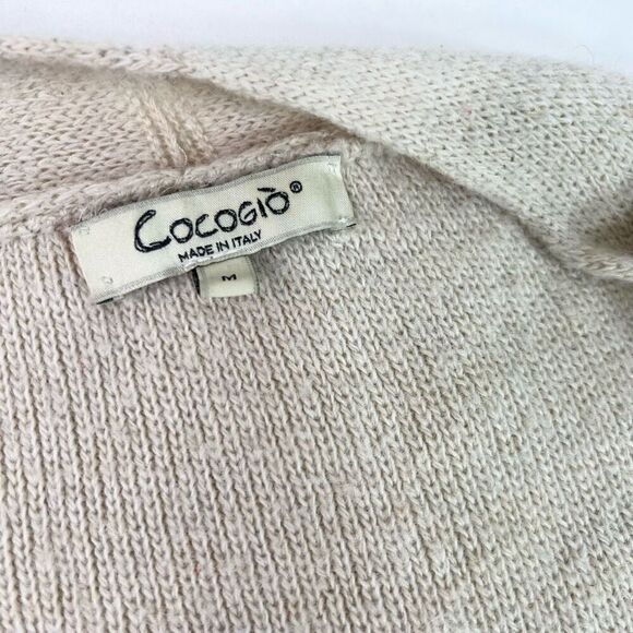 Cocogio Wool Blend Cardigan Women Medium Tan Open Sweater oversized long - Picture 5 of 9